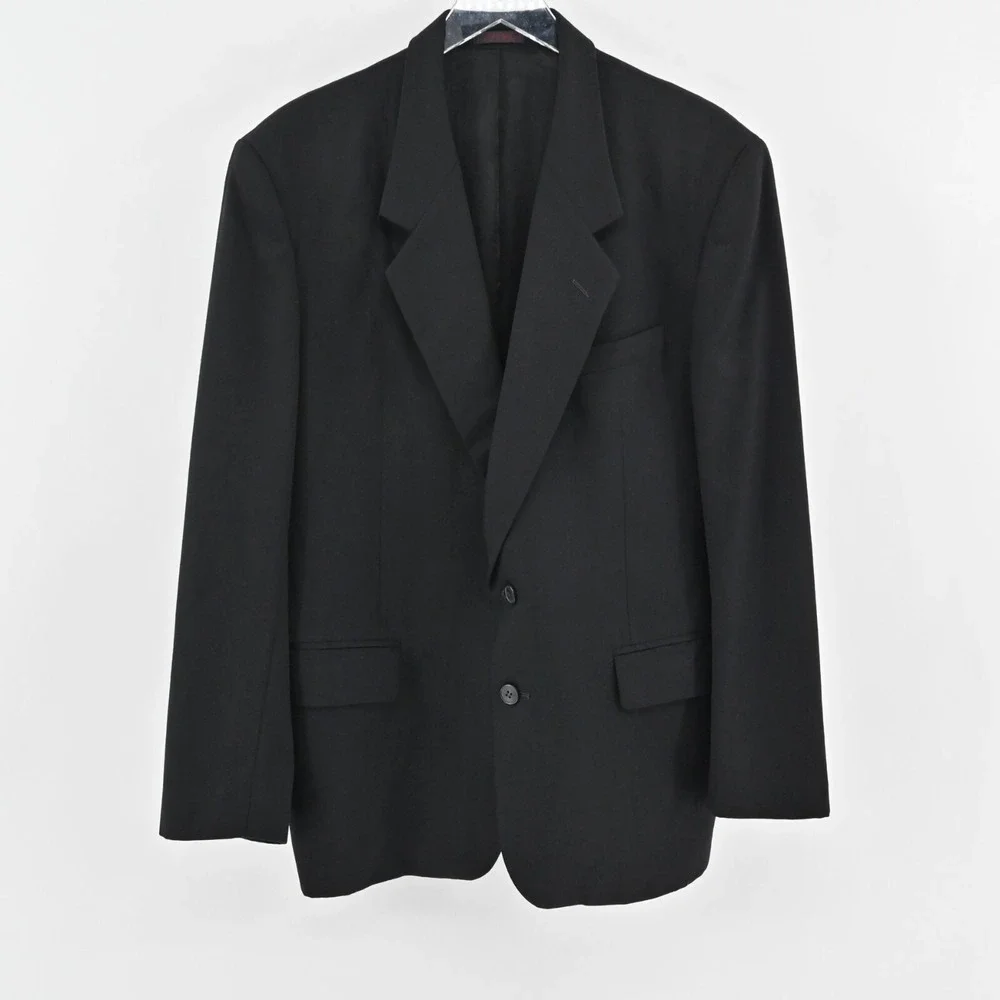 JEAN PAUL GERMAIN Mens Wool Blazer Size 42R Black Classic Single Breasted Jacket